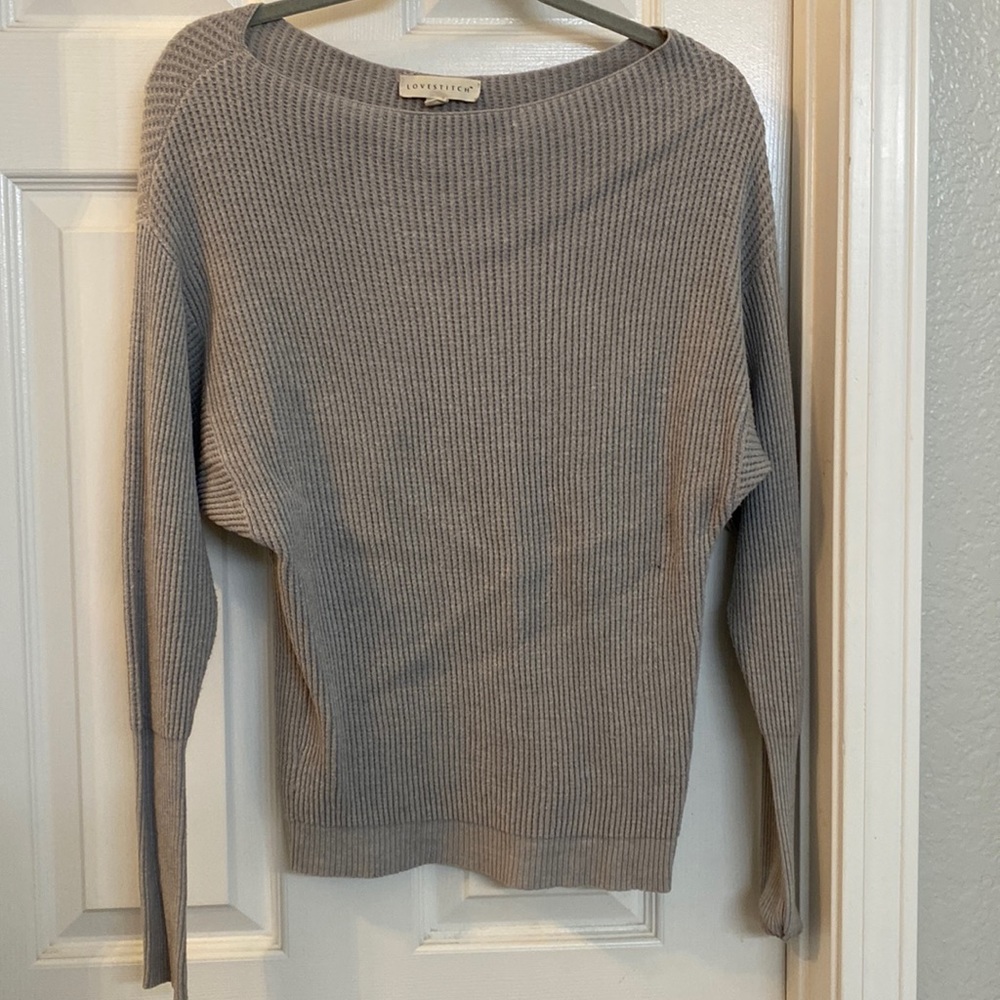 Light gray off the shoulder sweater from lovestitch